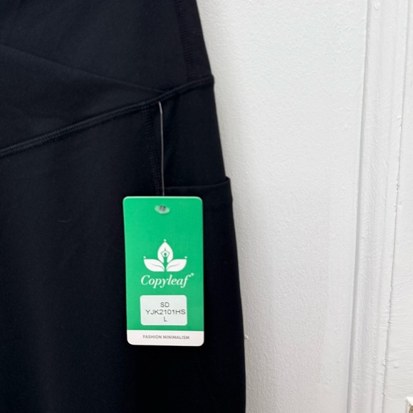 Copyleaf High waisted Flared Yoga Pants Pockets Black Size Large New - Picture 8 of 11